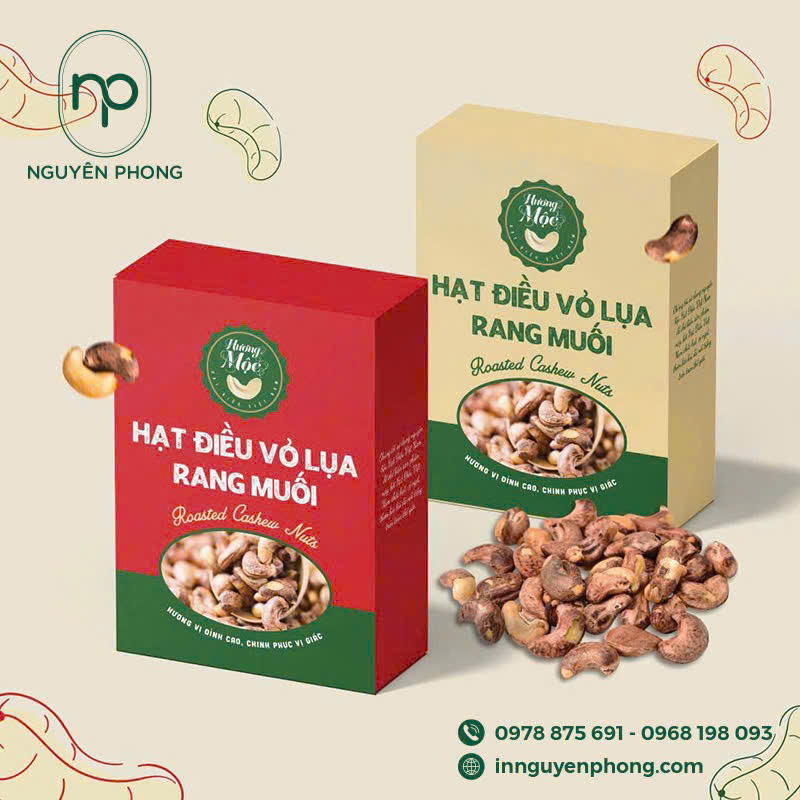 Mẫu in bao bì hạt điều rang muối 